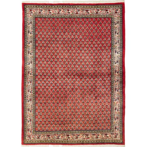 Tapis d'orient, 110 x 150 cm, motif oriental, rouge, crème et noir, laine nouée main, fabriqué en Iran (1/5)
