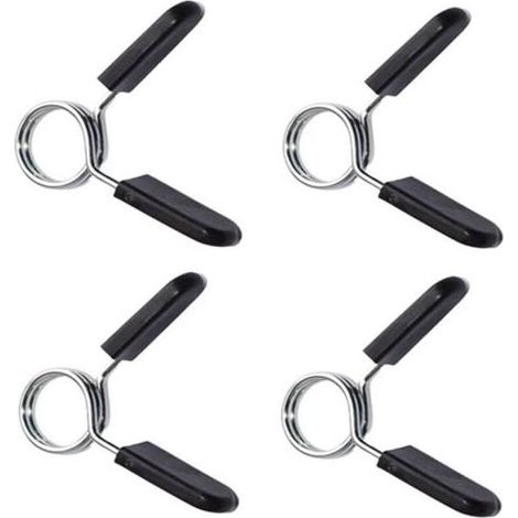 Lot de 4 Pinces à Ressort pour haltères, 25 mm, Pince à Ressort pour haltères, Pinces à Ressort, Pinces pour haltérophiles, entraînement de Force, Court, haltérophilie (1/4)