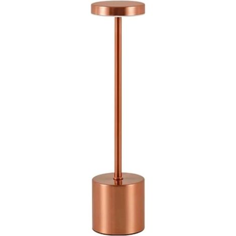 Lampe De Table Sans Fil Rechargeable USB Tactile Dimmable 3 Couleurs Veilleuse LED En Métal Lampes De Bureau D'intérieur For Table À Manger Restaurant Bar Chambre Salle De Bain(Rose Golden) (1/4)