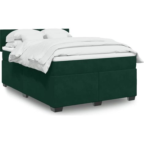 Boxspringbett mit Matratze Dunkelgrün 140x190 cm Samt