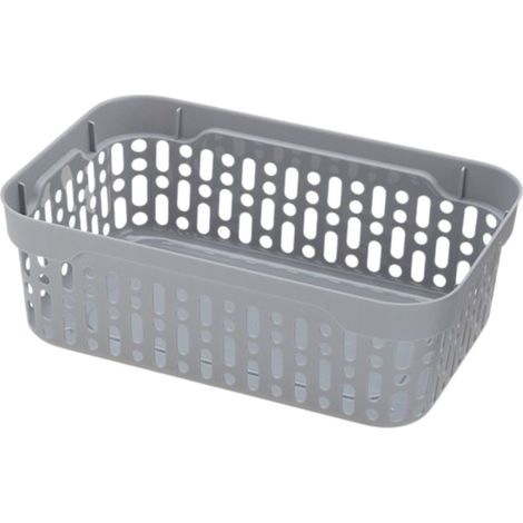 Cestino portaoggetti in plastica per bagno, cucina e ufficio, 18x12x6 cm, grigio, Lidia (1/5)