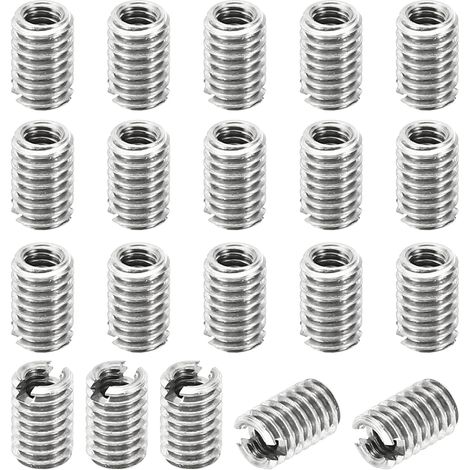 Filetage Adaptateurs Manchon Réducteur Écrou Insert Fileté Metal, 20 pcs M4x0,7 Mâle à M2,5x0,45 Femelle Réparation Insérer Écrou Vis Réducteur Inox Acier Fixation 6mm (1/5)