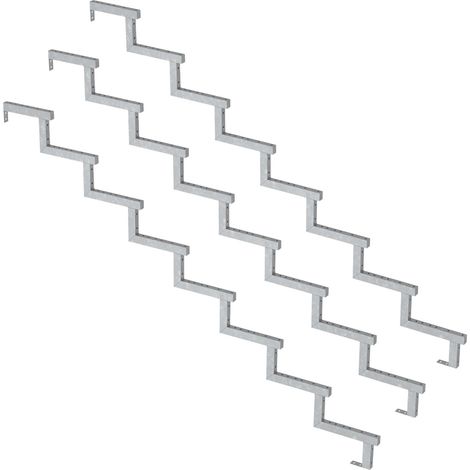 Pack 3 pièces - Limon acier galvanisé 8 marches - H 136cm - Option contremarches