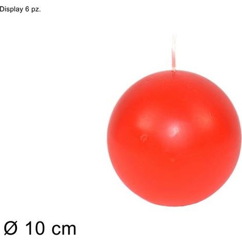 1 Pezzo Candela in Cera Palla Rossa Natalizia Natale 10 cm