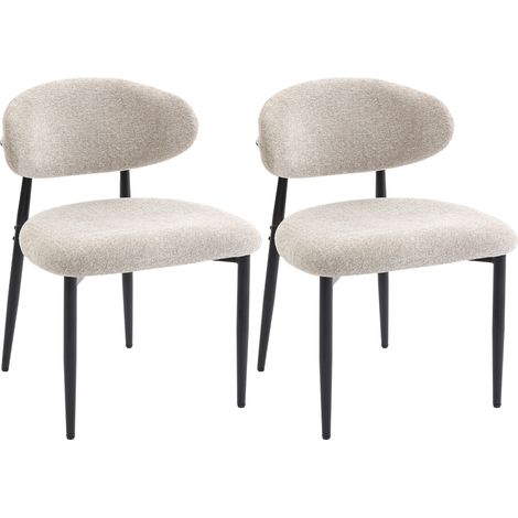 Gepolsterte Esszimmerstühle mit Stahlbeinen, beige