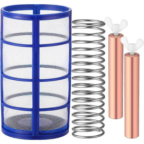 Kit de remplacement en cuivre anodisé 6 pièces, comprenant des anodes en cuivre, des grilles de panier, des ressorts et des vis. (1/5)