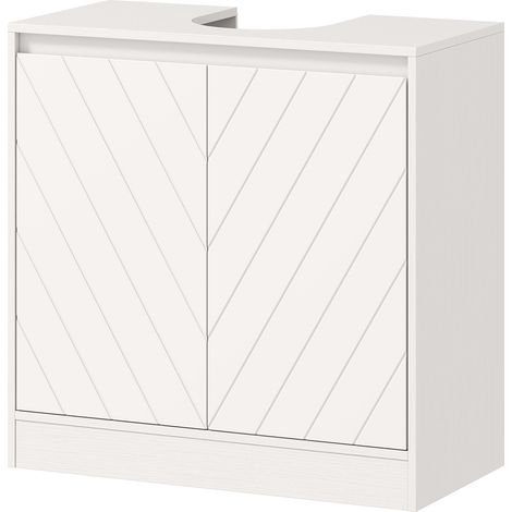 Meuble bas lavabo 2 portes étagère réglable 60x30x59.8 cm blanc