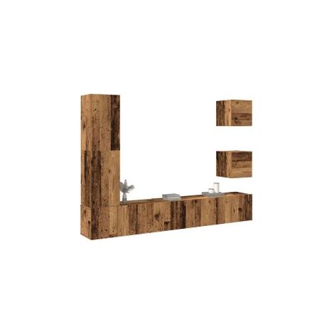 Ensemble de meuble TV mural 5 pcs vieux bois bois d'ingénierie (1/5)