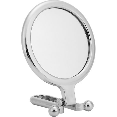 Miroir de maquillage double face grossissant x10, pliable et portable, pour la maison et les voyages (argenté)