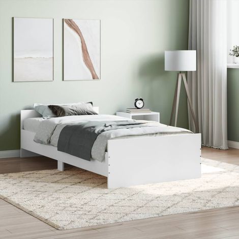 Lit simple,Lit adulte,Cadre de lit blanc 90x190 cm bois d'ingénierie817703 (1/5)