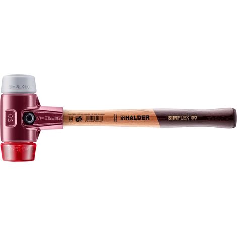 HALDER SIMPLEX Schonhammer Ø 50 mm TPE-mid grau / Plastik rot mit Tempergussgehäuse (1/5)