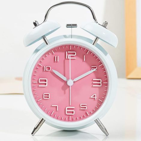 MINKUROW Despertador Despertador, Enseñe A Los Niños A Planificar Su Tiempo Sabiamente, Decoración De Escritorio De Hierro, Reloj De Pared De 11.4 Pulgadas, Color: Blanco Y Rosa (1/5)