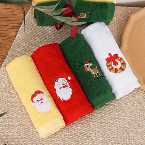 Serviette De Cuisine - Serviette À Doigts En Coton 100 % - Décoration De Noël Pour Salle De Bain Et Cuisine - 45 X 32 Cm - Rouge - Lot De 1 (1/5)