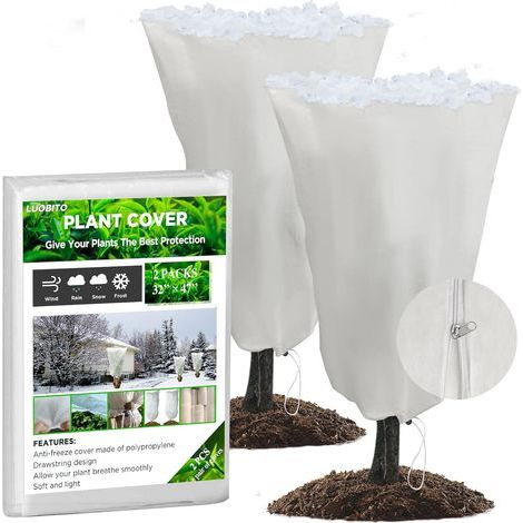 Bâche de protection hivernale pour plantes, lot de 2, 80 x 120 cm, protection contre le froid et le gel, 60 g/m², bâche de protection pour arbustes et plantes (1/5)