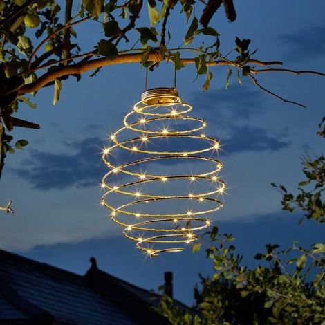 Suspension solaire Méga Spirale 45 leds blanc chaud