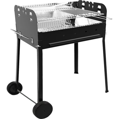 Barbecue a Carbonella e Legna Griglia braciere 58x37 cm con Ruote e Maniglia Trasporto arrostire grigliate e grigliare in Giardino montagna e Terrazzo qualita' e stile Made in Italy  BBQ Outdoore