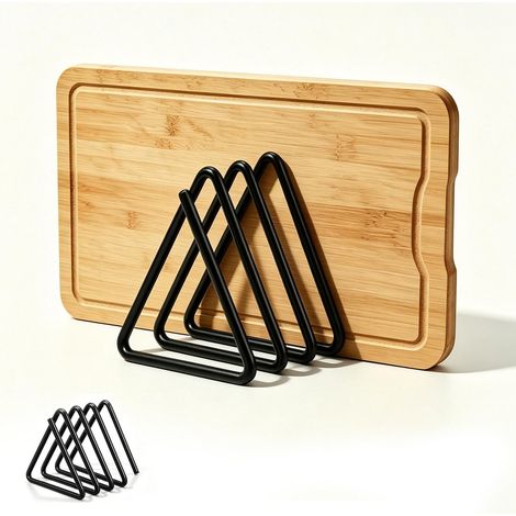 Chopping Board, Kitchen Cupboard Organizer, Board Holder, Baking Tray, Saucepans, Lids, Black Metal (1/5)