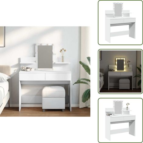 Toeletta con luce LED - vidaXL Toeletta con LED Bianco 100x40x130 cm - Toeletta con cassetti