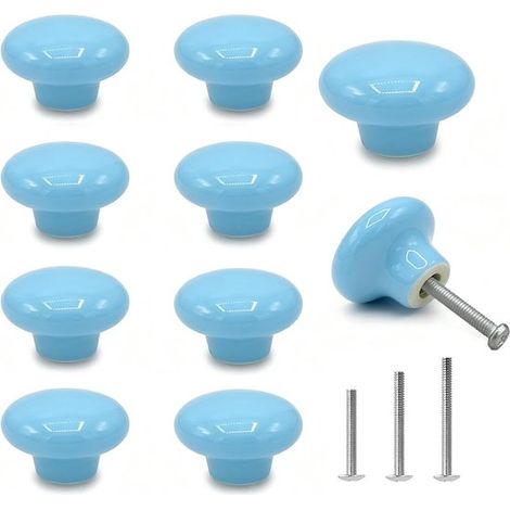 Boutons de meuble - Lot de 10 pièces - Ø 32 x 22 mm - Boutons ronds en céramique avec vis (1/5)