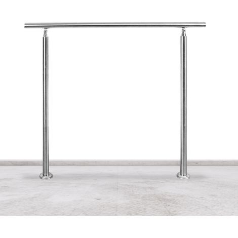 Jiubiaz Geländer Edelstahl Handlauf TreppengeländerInnen&Außen Balkongeländer Treppenhaus Brüstung 180cm 0 Querstäbe (1/5)