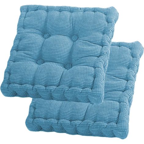 Lot de 2 coussins de sol, 40 x 40 cm, rembourrage en coton, épais, pour yoga, animal de compagnie, pour l'intérieur et l'extérieur, bleu