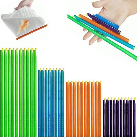 40 piezas de clips para cerrar bolsas, clips para sobres, clips para bolsas, clips para cerrar bolsas, palitos selladores de bolsas, para almacenamiento de alimentos, aperitivos, resistentes a (1/5)