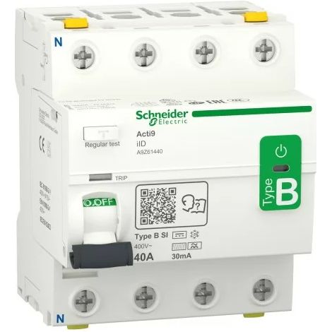 Schneider A9Z61440 Acti9 iID - differential switch - 4P - 40A - 30mA - type B - SI - 400V