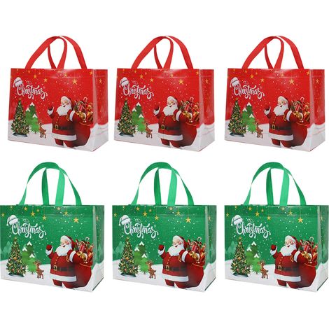 10 Sacs cadeaux, grands sacs fourre-tout réutilisables, tissu non tissé imperméable, pour Noël et courses (1/5)