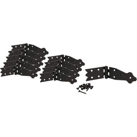 Lot de 10 charnières de caisse, de table, de meuble, de coffre, de coffre, à ailettes, revêtues par pulvérisation - Noir (160 x 35 mm)-NANOTEH (1/5)