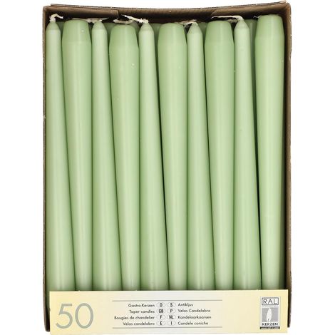 50 bougies de chandelier - Diamètre : 2,2 cm - 25 cm - Vert jade (1/5)