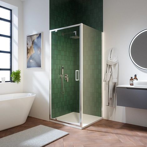 Cabine de douche 100x90 cm avec porte battante en verre transparent 6 mm h195 cm Aruba (1/4)