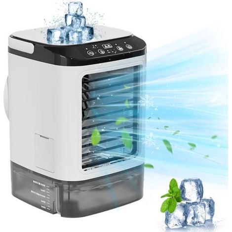 Refroidisseur d'air portable 900ML - Mini Climatiseur portable - 3 vitesses - Feuilles en haut et en bas - silencieux et portable (1/5)