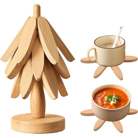 Ensemble De Trivets Arbre Naturel sous-Verre Résistant À La Chaleur Décor Dessous-de-Plat en Bois pour Plats Chauds Pour Cuisine Casseroles Chaudes Poêles Bols Assiettes Maison (1/5)