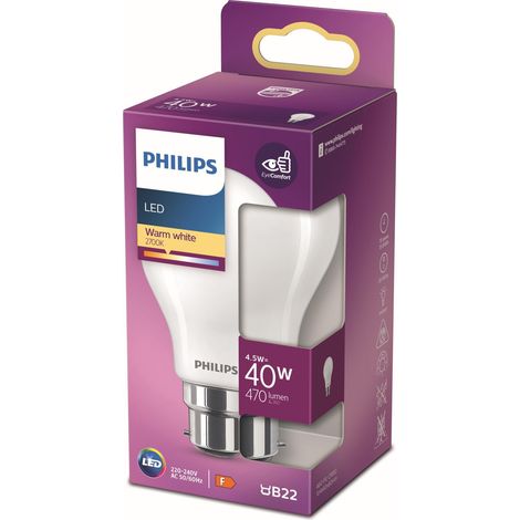 ampoule LED Equivalent 40W B22 Blanc chaud non dimmable, verre (1/5)