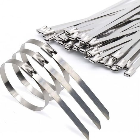 100 Pièces Attaches de câble Robustes, Collier de serrage inox en Acier Inoxydable Serre-câbles Autobloquante 4,6x300mm (1/4)