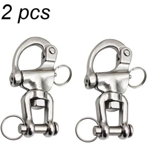 2PCS Mousqueton Pivotant à Emerillon, Mousqueton pivotant INOX Accessoires Maillons Rapides Crochet à Ressort Rapide à Largage en Acier Inoxydable 316 pour Drisse de Voilier Bateaux (1/4)