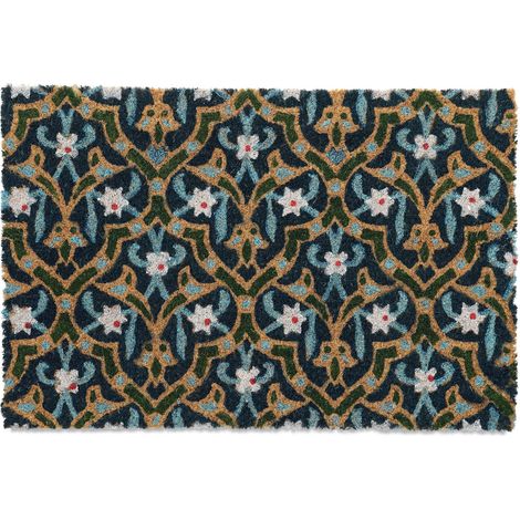 Zerbino in fibra di coco robusto con design orientale da interno e esterno 90 x 60 cm in cocco marrone 130013491