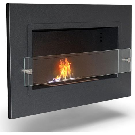 Camino biocamino a bioetanolo da parete o incasso black bruciatore inox cm 65x15x40h (1/5)