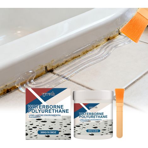 Neues, auslaufsicheres Dichtmittel für die alltägliche Abdichtung und Reparatur von Wand- und Bodenfugen, transparent und wasserdicht – 300 g × 1, Pinsel × 1 -- DE (1/5)