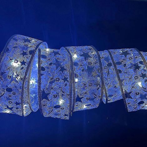 Guirlande lumineuse de sapin de Noël en ruban de 5 m avec 50 LED, nœuds décoratifs pour sapin, fêtes et bricolages.