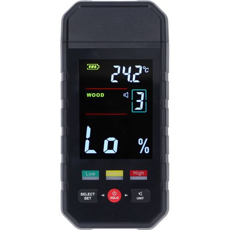 Misuratore di umidità per legno, a puntale, con display digitale LCD, sensore 2 in 1 di temperatura e umidità, rilevatore di materiale. (1/5)