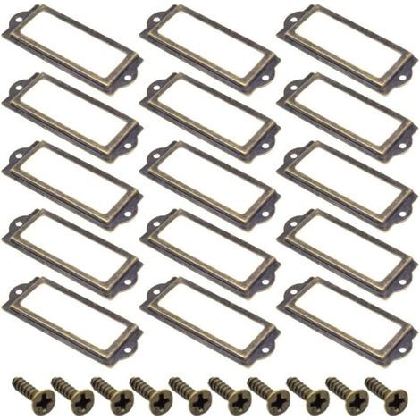Cadre D'étiquette Rétro 10Pcs Porte-étiquettes en Bronze Antique Cadre en Métal Cadre Étiquette de Nom Vintage Carte d'ét (1/4)