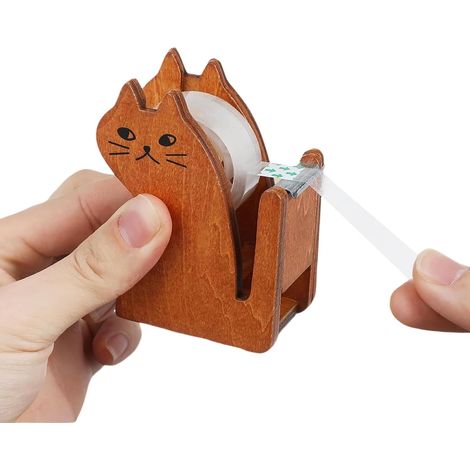 Tilleul Devidoir Ruban, Forme de Chat Dérouleur Ruban, Mignon Dévidoir Ruban avec 1 Rouleau de Ruban Adhésif, Cadeau Créatif pour Enfants pour Accessoires de Table, Bricolage (1/5)