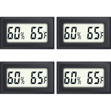 Lot de 4 mini thermomètres numériques pour reptiles avec affichage de l'humidité et de la température