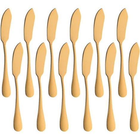 Un set di 12 mini coltelli da cucina in acciaio inossidabile, adatti per tagliare toast, panini, pane, burro, formaggio, per la colazione, ecc. (1/4)