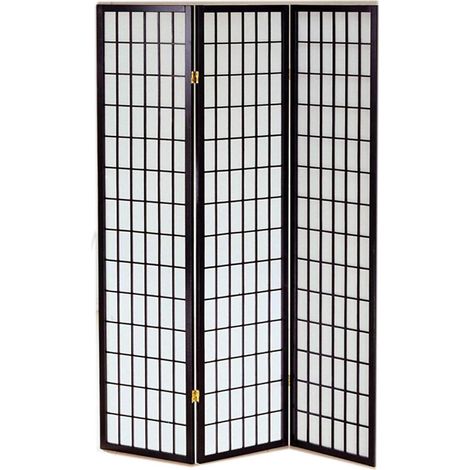 Paravento Separè 3 Pannelli 130,5x178cm in Legno Tosini Nero (1/2)