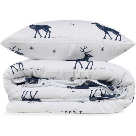Copripiumino, copripiumino, biancheria da letto Set Dark Blu Bianco (1/4)