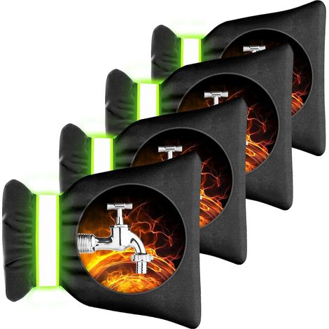 Lot de 4 protège-robinets extérieurs pour l'hiver, 23 cm (H) x 17,5 cm (L), chaussettes isolantes et imperméables épaisses, protections antigel réutilisables pour robinets d'arrosage, protège-robinets (1/5)