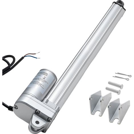Actionneur Linéaire 12 V, Actionneur à Mouvement Linéaire Course 304,8 mm, Étanchéité IP65, 3000 N, 5 mm/s, avec Support de Montage, pour Ouvre-portes, Trackers Solaires, Machines Industrielles (1/5)