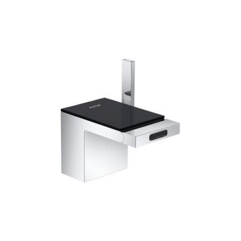 mitigeur bidet, bonde push-open chromée/verre noir